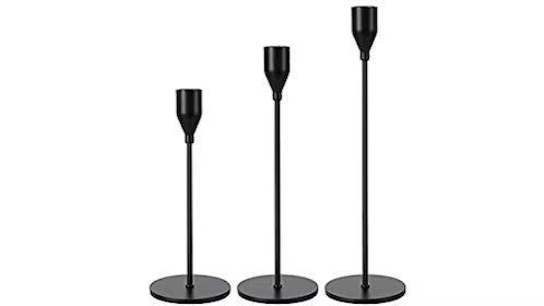 Black Candle Stick Holder Set