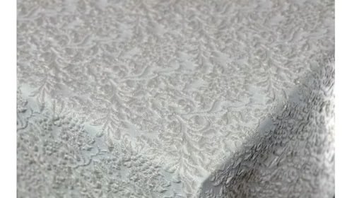 120" Round Lucia Jacquard ivory Linen