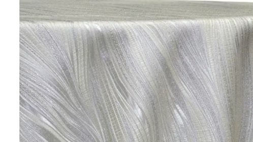 132" Round Allure Jacquard - ivory linen