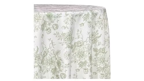 Round French Toile Linen - Sage Green
