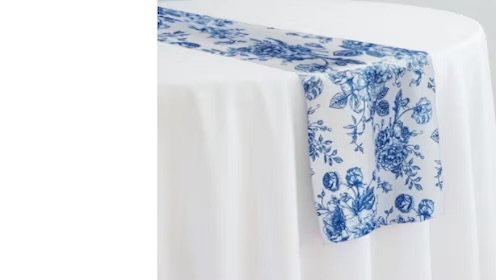 French Toile Runner - Royal Blue