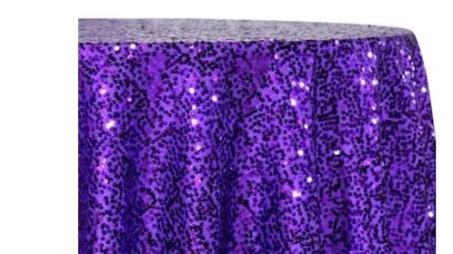 108" Round Purple Taffeta Sequins