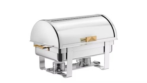 8qt Stainless Steel/Gold Roll Top Chafer